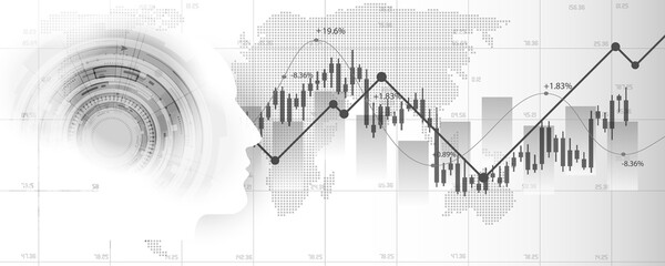 Wall Mural - Abstract background image, graph concept, investment, finance, marketing with modern technology world.