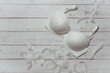 White lace bra on wooden background, closeup