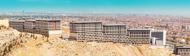 Wall Mural - Konya city aerial skyline cityscape view from above. Turkish real estate and town life concept