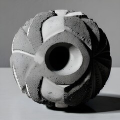 Poster - Concrete sphere or ball. Architectural art object. AI simulation.