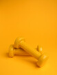 © Andreas Berheide - Yellow dumbbells on a yellow background
