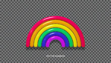 3d Rainbow Isolated On Checkered Background. 3d Rainbow For Design Of LGBTQ Events. Symbol Of Pride Month. Human Rights And Tolerance Concept. Vector Illustration. Love Wins.