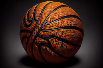 Basketball close-up on black background. Generative Ai