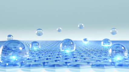 Poster - 3d cosmetic magic blue serum moisturizes and closes up sagging skin cells. modern moisturizers are u