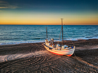 Poster - Fishing village Lild in rural Denmark cutters ships boats