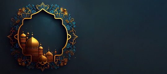 ramadan kareem copy space background illustration. generative ai
