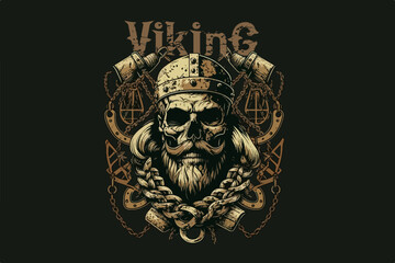 Skull Viking vector illustration for t-shirt