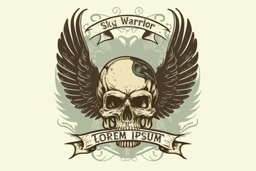 Wall Mural - Skull sky warrior vector illustration for t-shirt