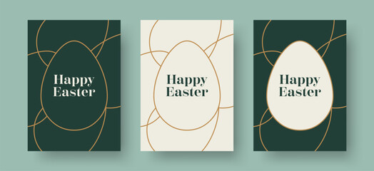 Wall Mural - Happy Easter Greeting Card. Vector Design Template for Easter Holiday. Collection of Elegant and Trendy Easter Card Templates with Geometric Easter Egg Illustration. Stock Vector