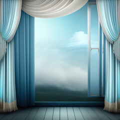 Wall Mural - Generative AI: curtains luxury Scene performance or background for web