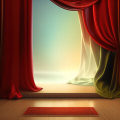Wall Mural - Generative AI: curtains luxury Scene performance or background for web