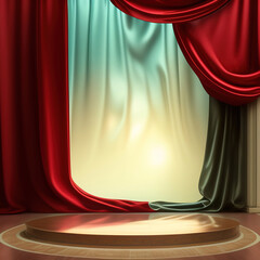 Wall Mural - Generative AI: curtains luxury Scene performance or background for web