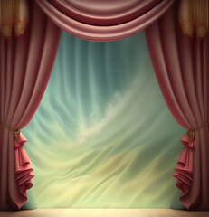 Wall Mural - Generative AI: curtains luxury Scene performance or background for web