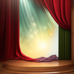 Wall Mural - Generative AI: curtains luxury Scene performance or background for web