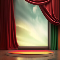 Wall Mural - Generative AI: curtains luxury Scene performance or background for web