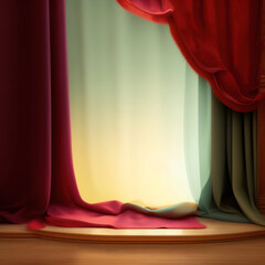 Wall Mural - Generative AI: curtains luxury Scene performance or background for web
