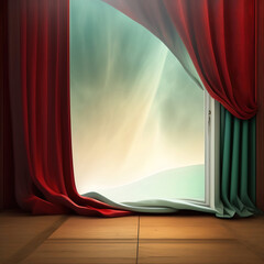 Wall Mural - Generative AI: curtains luxury Scene performance or background for web