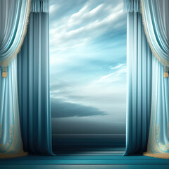 Wall Mural - Generative AI: curtains luxury Scene performance or background for web