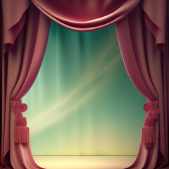 Wall Mural - Generative AI: curtains luxury Scene performance or background for web