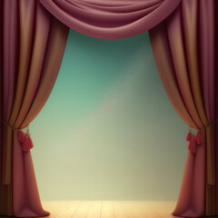 Wall Mural - Generative AI: curtains luxury Scene performance or background for web
