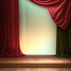 Wall Mural - Generative AI: curtains luxury Scene performance or background for web