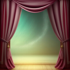 Wall Mural - Generative AI: curtains luxury Scene performance or background for web