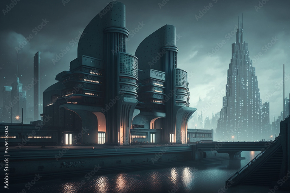 the gloomy city of the future, created by a neural network, Generative ...