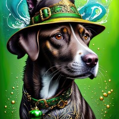 Dog with green st. patrick's hat