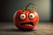 Lustige Tomate mit Gesicht und Hände, Generative AI