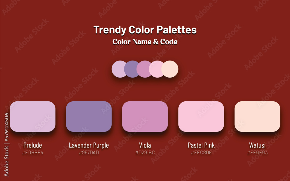 Abstract trendy color palettes set, color name with code, background ...