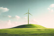 © ADDICTIVE STOCK - Windmill on a green hill. Generative AI