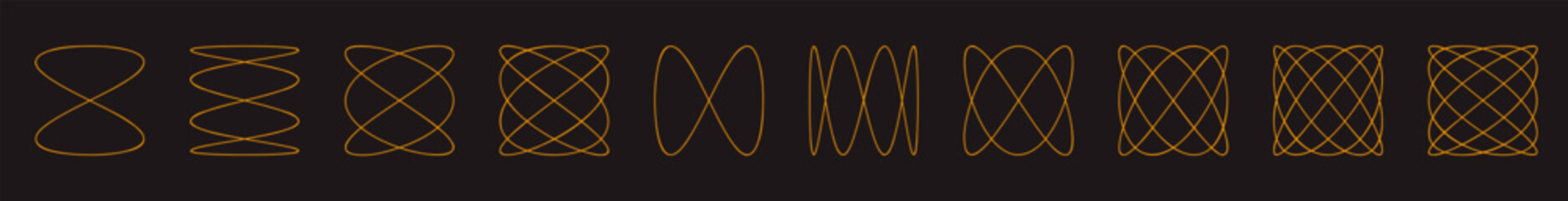 Set of Vector Mathematical Lissajous curve Structure Set - Abstract Harmonograph Art Elements  

