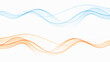 Set of waves, blue and orange, abstract wave design elements.