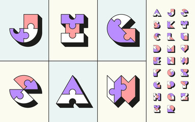 Creative jigsaw puzzle bold modern font