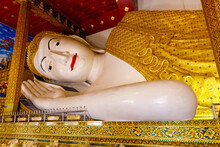 Mae Taeng District, Chiang Mai Province, Thailand - 12 October 2022 : Big Buddha Sleeping In Church At Wat Den Salee Sri Muang Gan (Wat Ban Den)