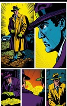 Comic Book Story Style Illustration - Detective Investigation Crime Scene