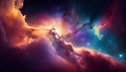 Wall Mural - Galaxy with colorful nebula _shiny stars Ai generated image