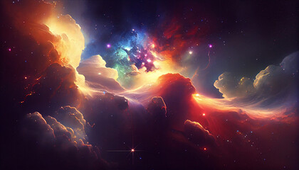 Wall Mural - Galaxy with colorful nebula _shiny stars Ai generated image