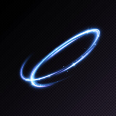 Poster - Abstract light swirls. Bright neon circles. A bright trail of glittering beams swirls in a fast motion in a spiral. Vector 10 eps.