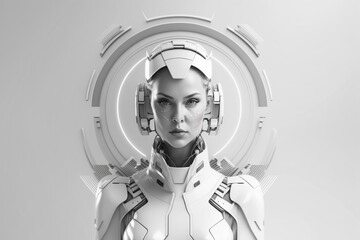 Robot woman background. Created with generative Ai technology.