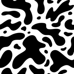 Poster - Seamless Pattern with Cow Print. Animal Dalmatian Dog Texture in Vector. Abstract Texture with Spots. Black and White Background for Print and Banners