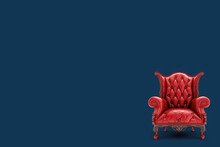 Red Armchair On A Blue Background, Generative AI