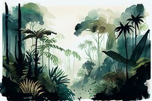 Rainforests, Watercolour Style Generative AI