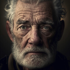 Portrait of an elderly man with a white beard, tanned weather beaten face