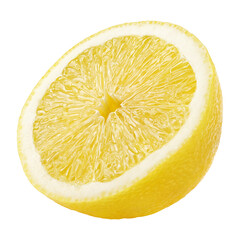 Wall Mural - Half of yellow lemon citrus fruit isolated on transparent background