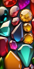 Colorful gems close up shot. Generative AI vertical illustration