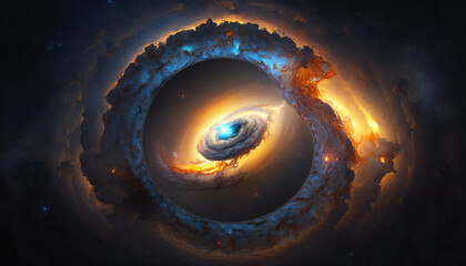 Wall Mural - a view from space to a galaxy - stars and nebula in space - space wallpaper - generative ai