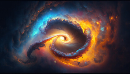 Wall Mural - a view from space to a galaxy - stars and nebula in space - space wallpaper - generative ai