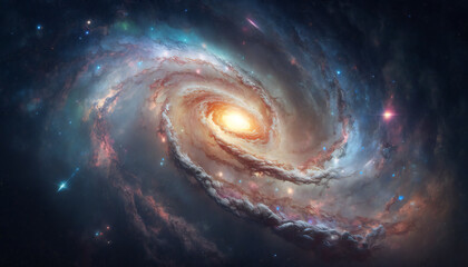 Wall Mural - a view from space to a galaxy - stars and nebula in space - space wallpaper - generative ai