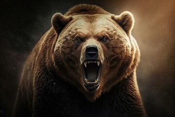 Wall Mural - the unbearable fierce growl - an angry bear's insurmountable strength generative ai